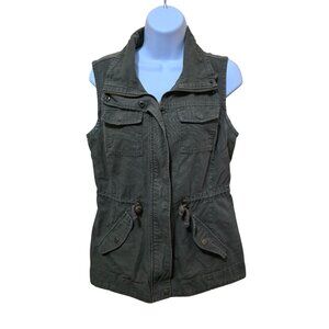 Olive Green Sleeveless Utility Vest W Chore Pockets boho gorpcore granola girl